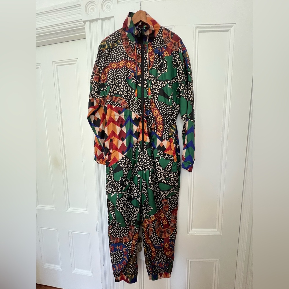 FARM Rio Leopard Mushroom windbreaker jumpsuit NWT Size L
